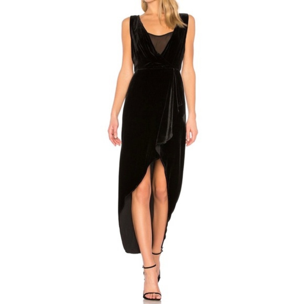 BCBG asymmetric black velvet dress. Size XS.